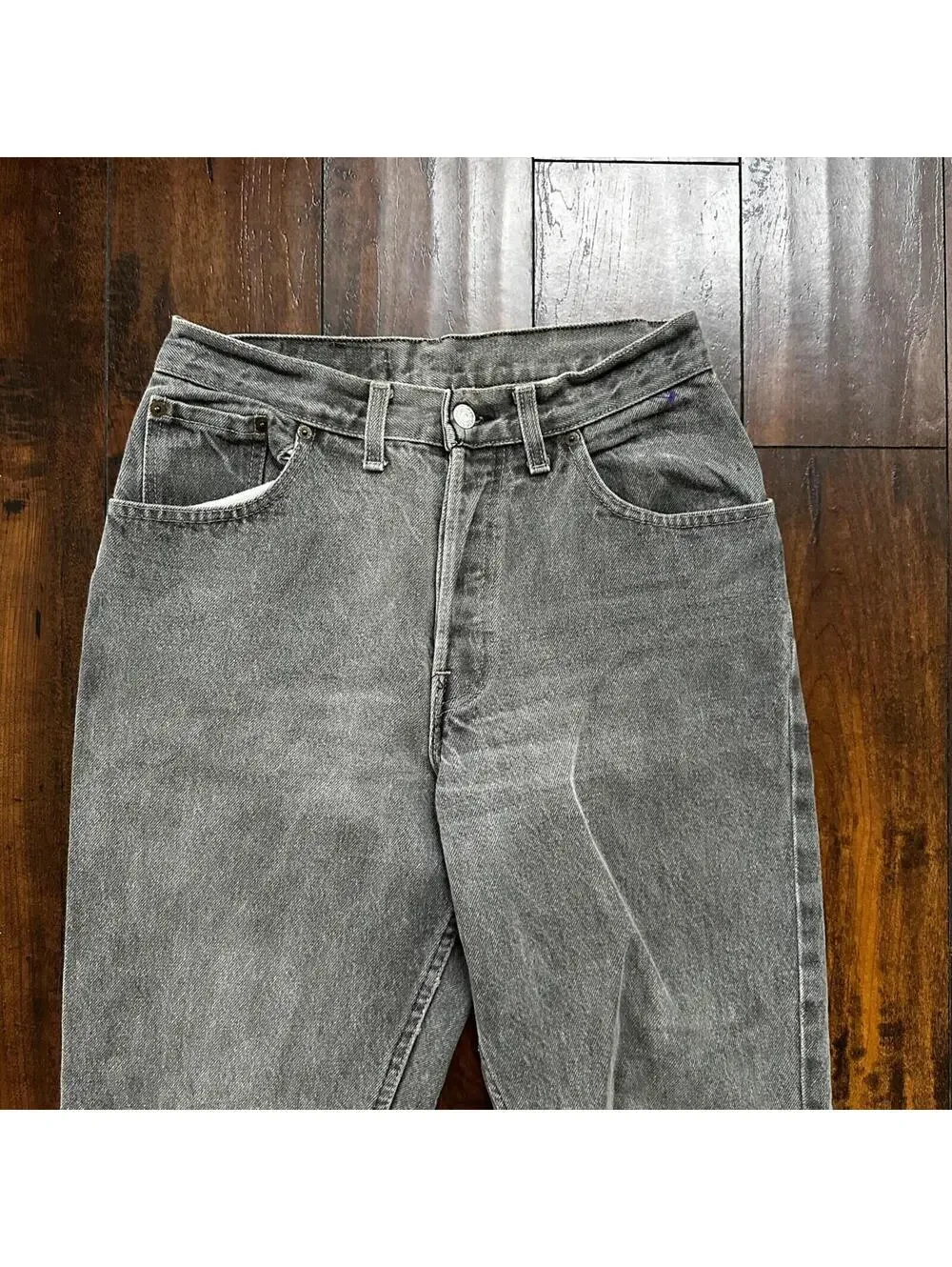 VTG 90s Levis 501 Button Fly 27x30 USA Tag Jeans Straight Wash Grey XX Act Faded